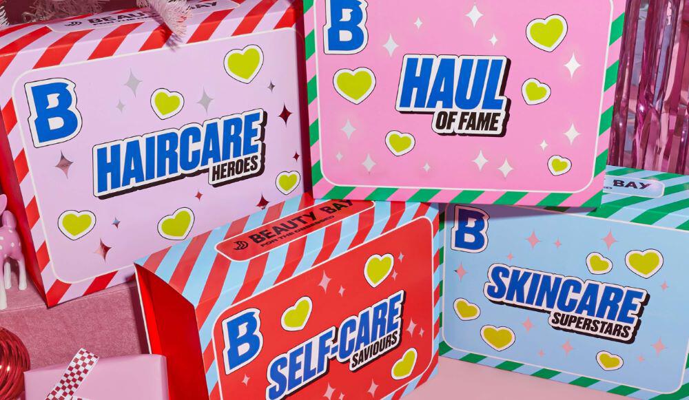Beauty Bay Christmas boxes: haircare Christmas box, self-care Christmas box, skincare Christmas box and the Haul of Fame box