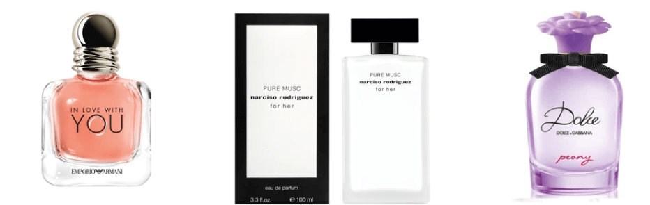 Image of three botlles of womens perfume