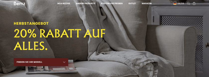 Online-Shop von Bemz mit toller Rabattaktion in Höhe von 20 Prozent