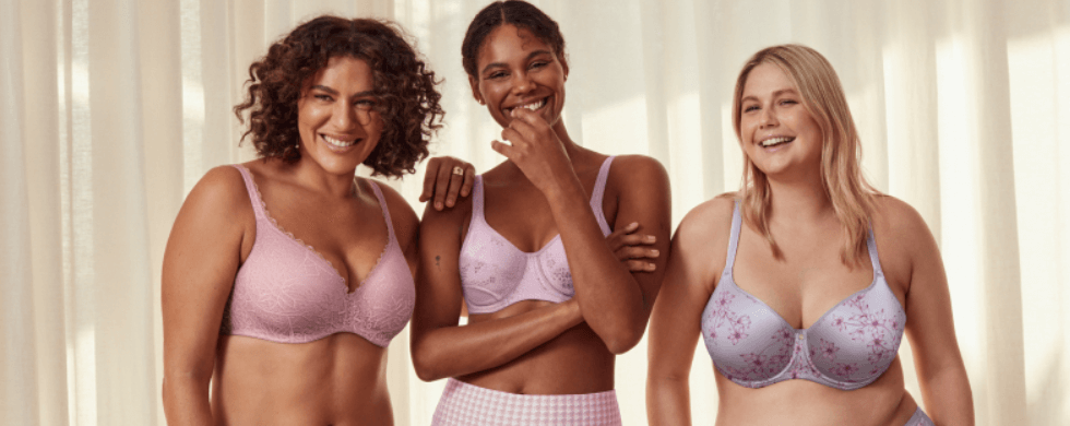 Berlei more ways to save banner. Image features 3 women wearing bras and laughing