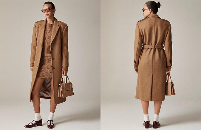 Wrap Trench Coat in Italian Double-Faced Wool Blend