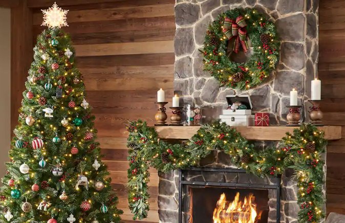Christmas tree and holiday decor