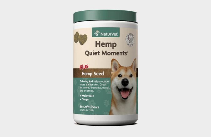 NaturVet Hemp Quiet Moments Calming Supplement for Dogs, 60 Soft Chews