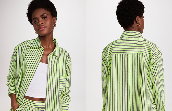 Woman wearing green shirt
