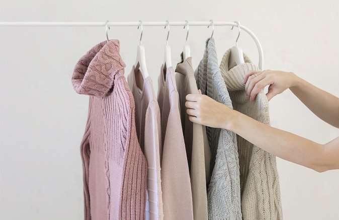 Winter Clothing Hanging on Rack