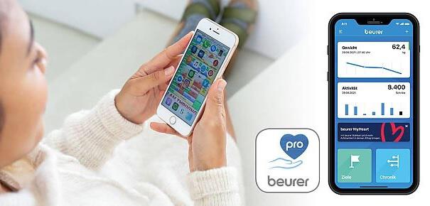 img: beurer-app / alt: Untersütze deine Gesundheit und dein Wohlbefinden mit einer Beurer App.