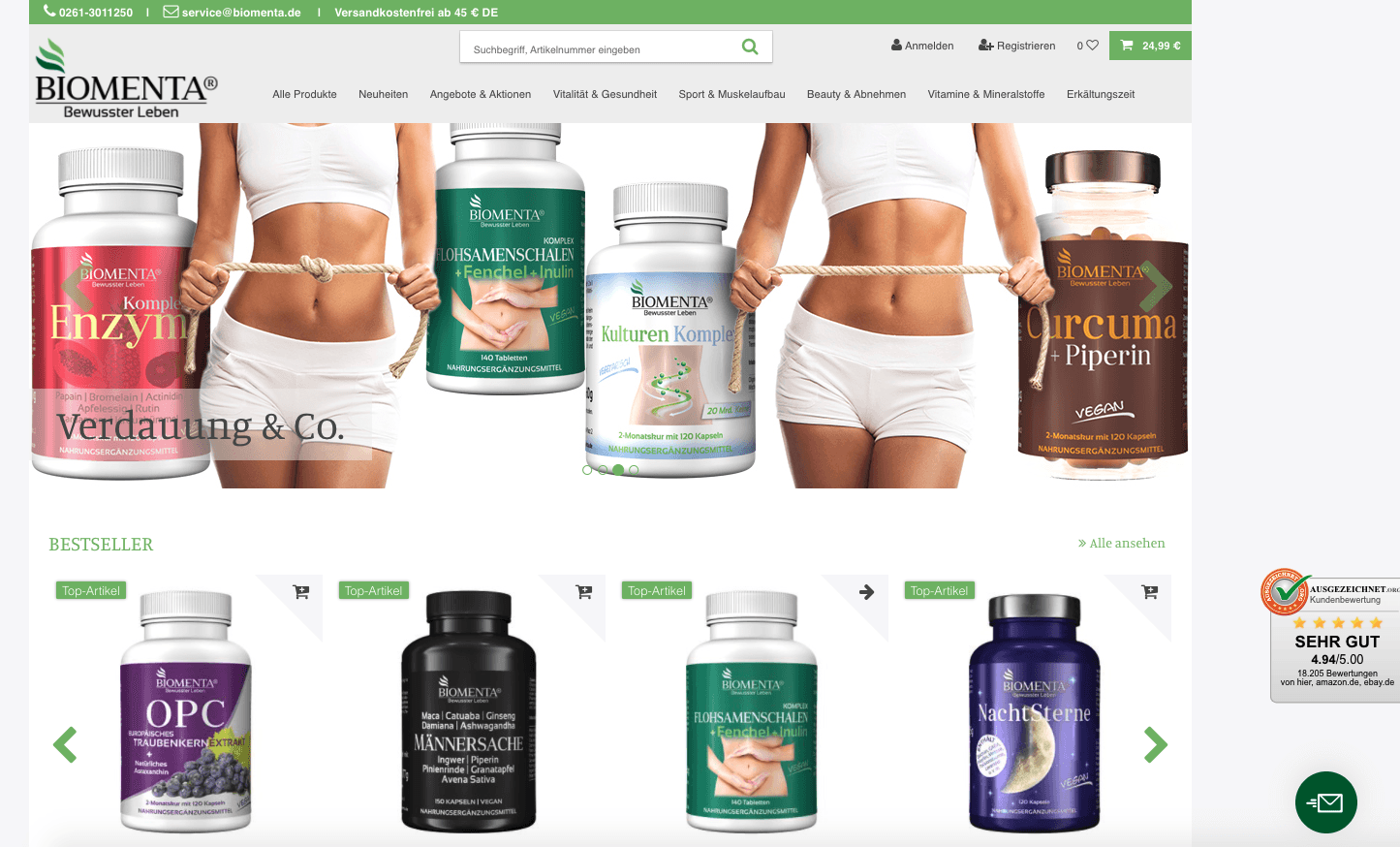 Der Online-Shop von Biomenta mit hochwertigen Nahrungsergänzungsmitteln.