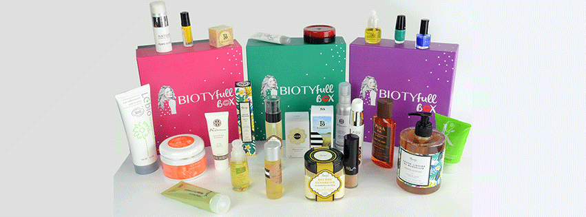 Assortiement de box beauté et de produits Biotyfull Box