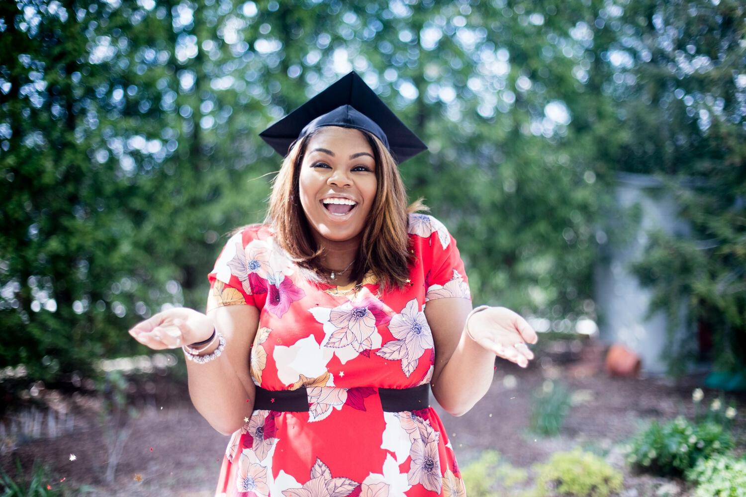 Black woman graduating from college