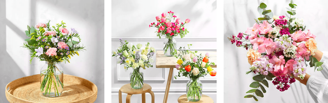 Bunte Blumensträuße im Frühling von Bloom & Wild mit einem Gutschein besonders günstig kaufen