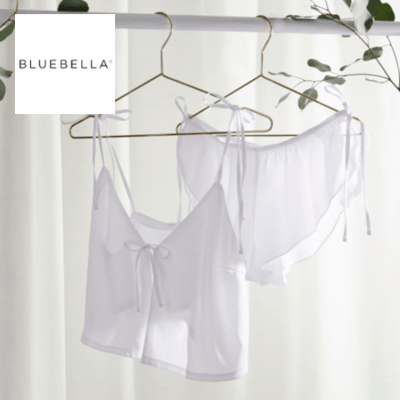 white Bluebella nightwear hanging from a rail