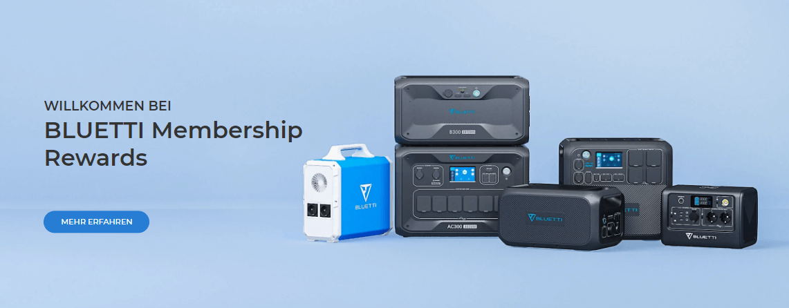 Willkommensbanner für Bluetti Membership Vorteile