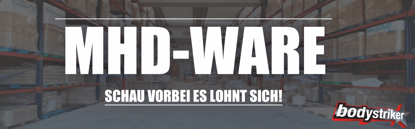 Banner für die Bodystriker MHD Abteilung für Rabatt auf Nahrungsmittel mit kurzer Mindesthaltbarkeit