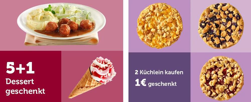 bofrost Angebote "5+1 Dessert geschenkt" und "2 Küchlein kaufen, 1 € geschenkt"