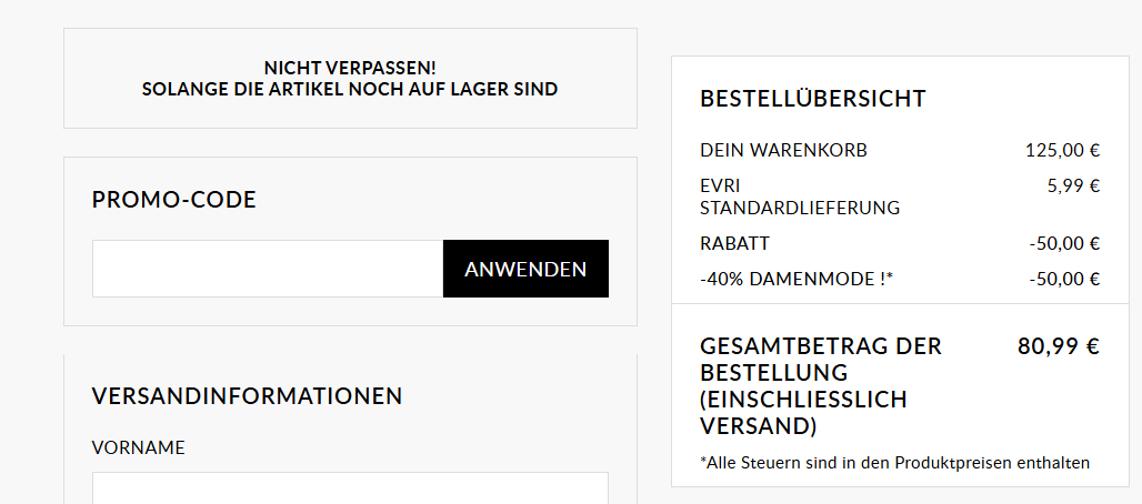 Einlösefeld für deinen boohoo Coupon