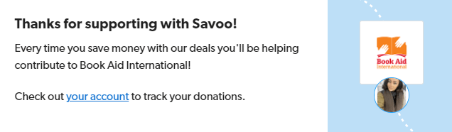 Signing up to support Book Aid International with Savoo