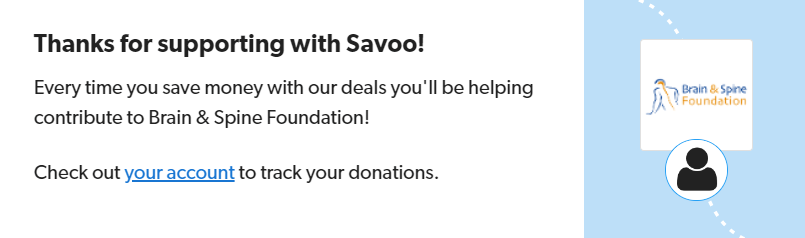 Signing up to support the Brain and Spine Foundation with Savoo