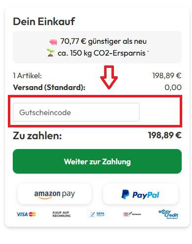 Eingabefeld, um deinen buyZOXS Gutschein einzulösen