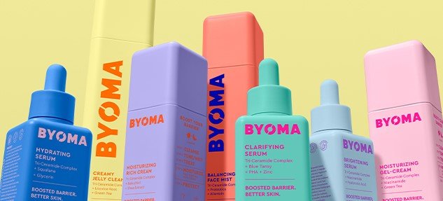 Byoma savings guide. Image shows a selection of branded products