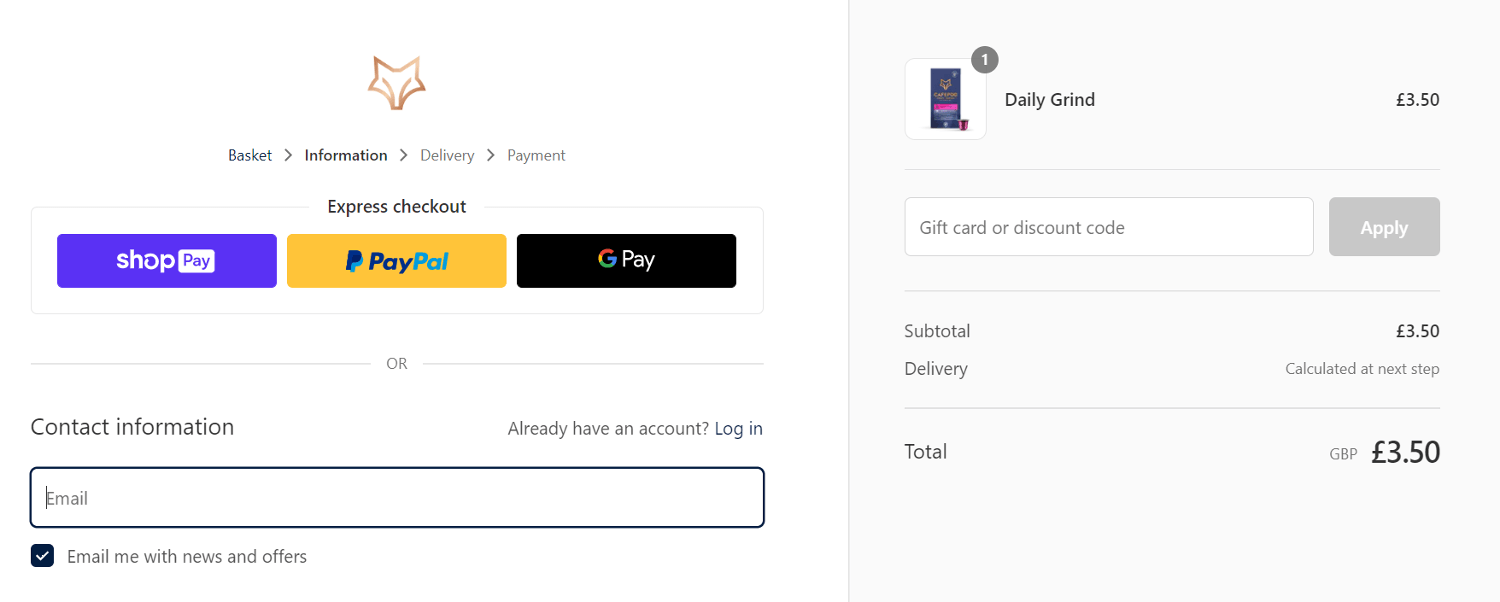 CAFEPOD code application box