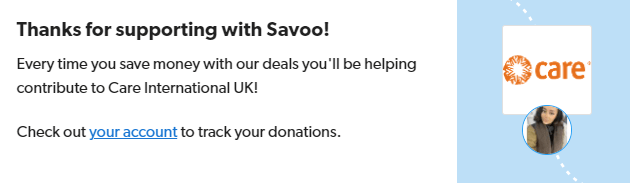Signing up to support Care International UK with Savoo