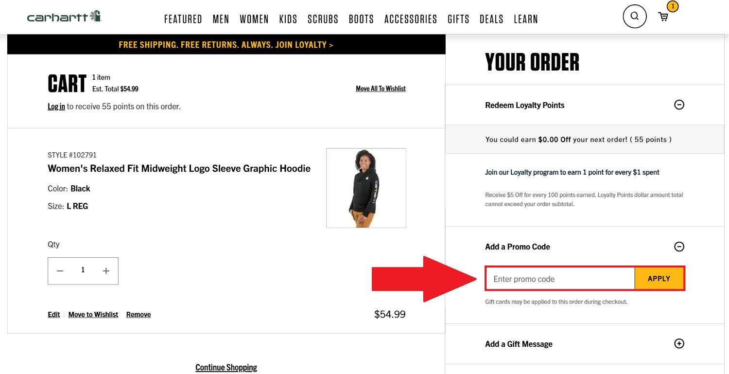 Carhartt coupon box