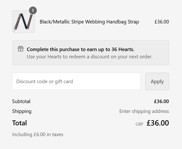 Caroline Gardner discount code box in shopping basket