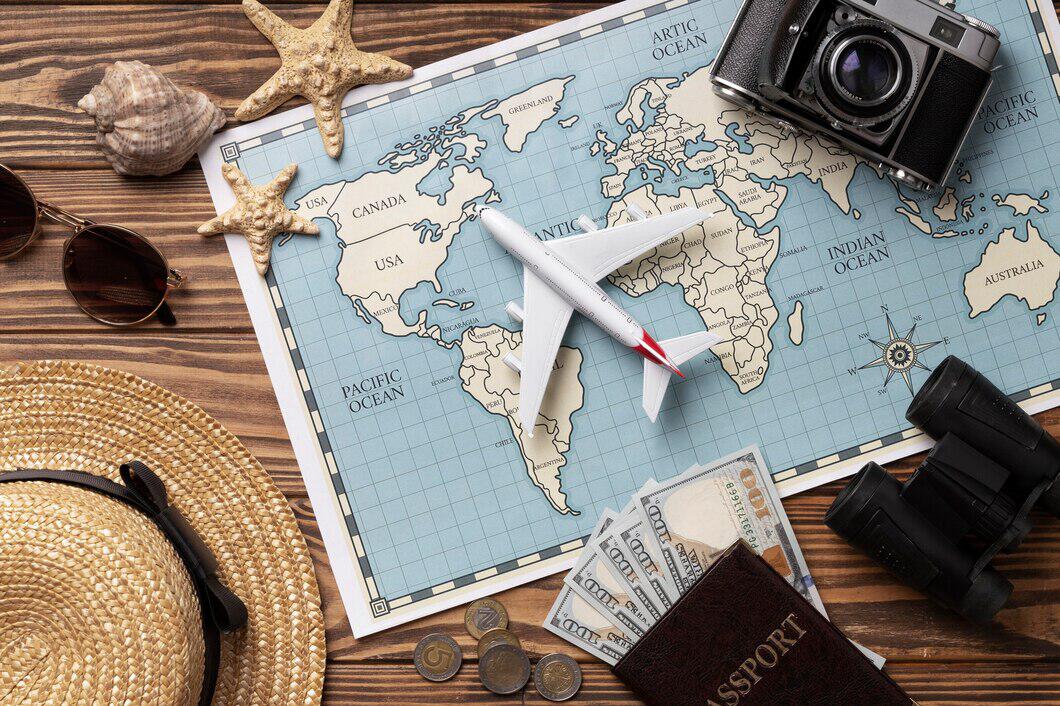 carte, passeport et accessoires de voyage