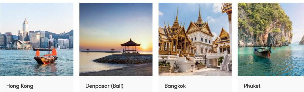 Urlaubsdestinationen die von Cathay Pacific angeflogen werden