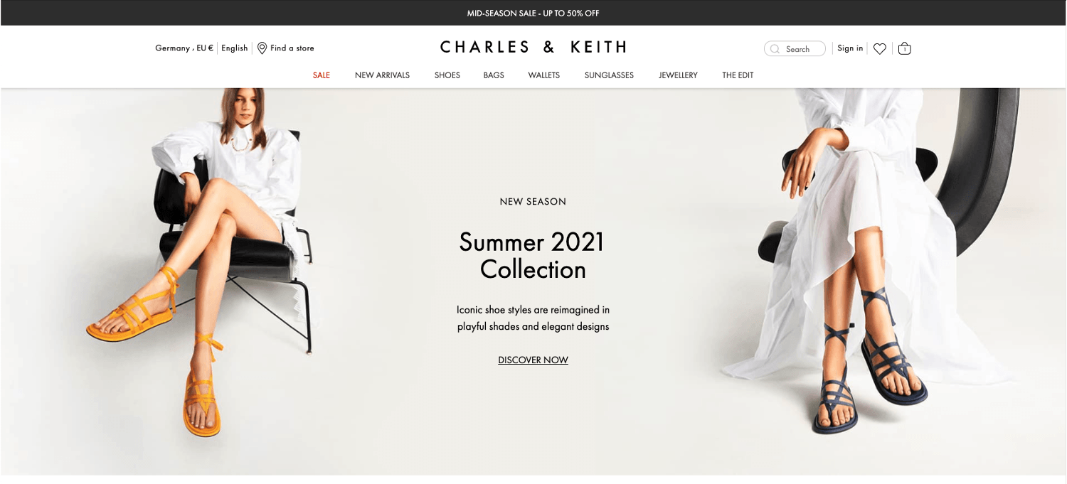 Der Online-Shop von Charles & Keith.