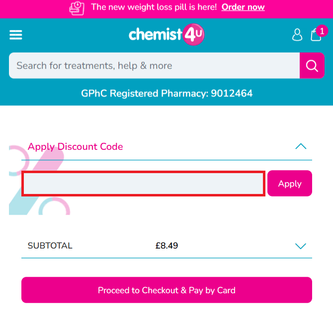 Chemist 4 U discount code box image