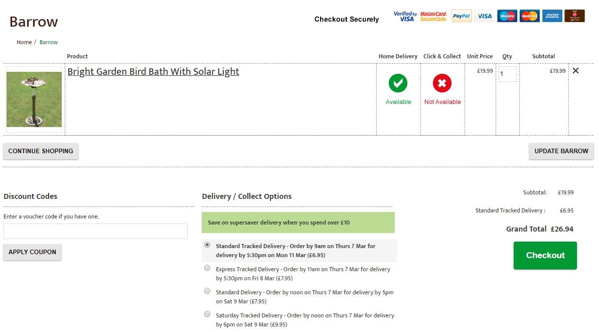 Cherry Lane basket discount code box during checkout
