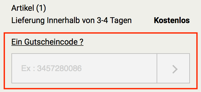 Eingabefeld für den Claudie Pierlot Gutschein im Warenkorb