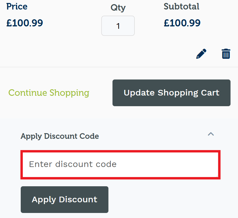 Clear Chemist discount code redemption box screenshot