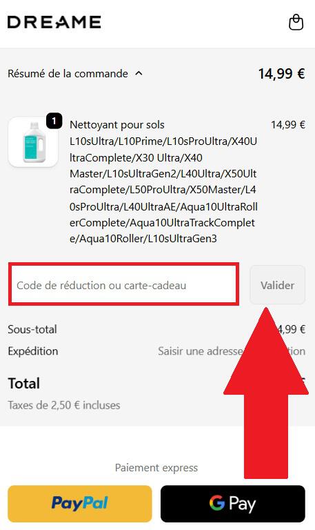 Encadré pour code promo Dreame
