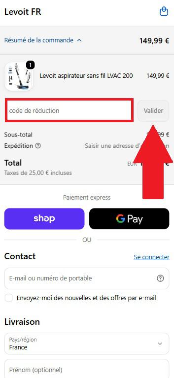 Encadré pour code promo Levoit