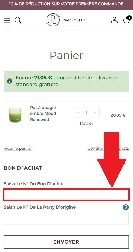 Encadré pour code promo PartyLite