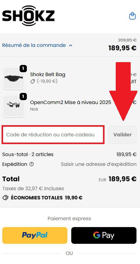 Encadré pour code promo Shokz