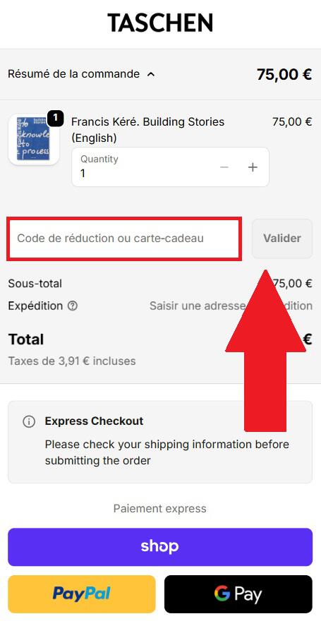 Encadré pour code promo Taschen