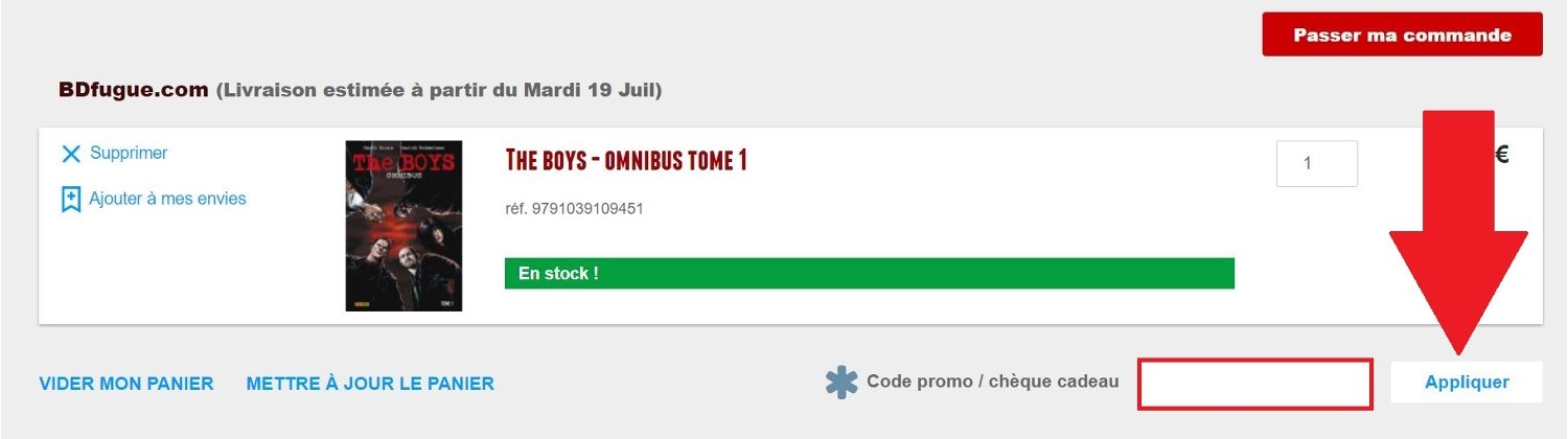 Emplacement pour code promo BDfugue