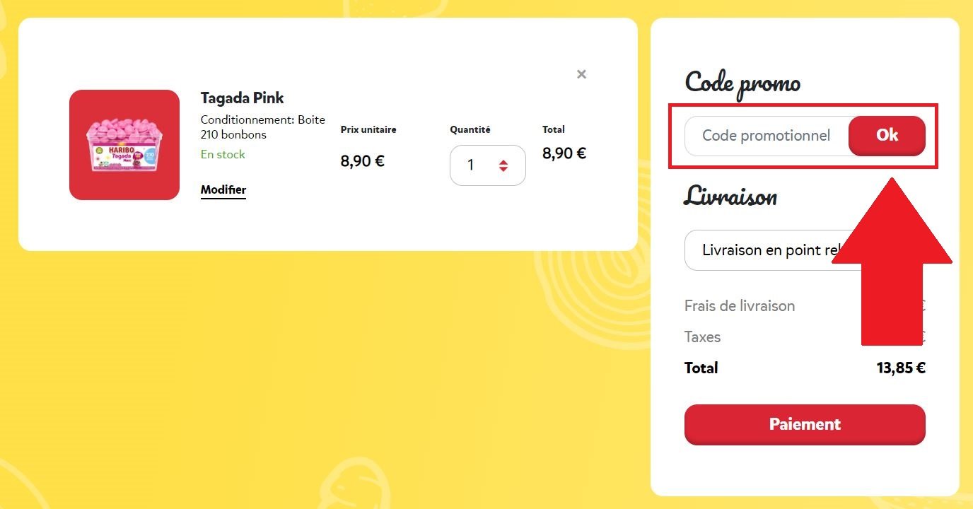 Encadré pour code promo Haribo