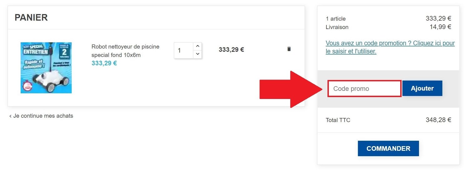 Emplacement pour code promo Outiror