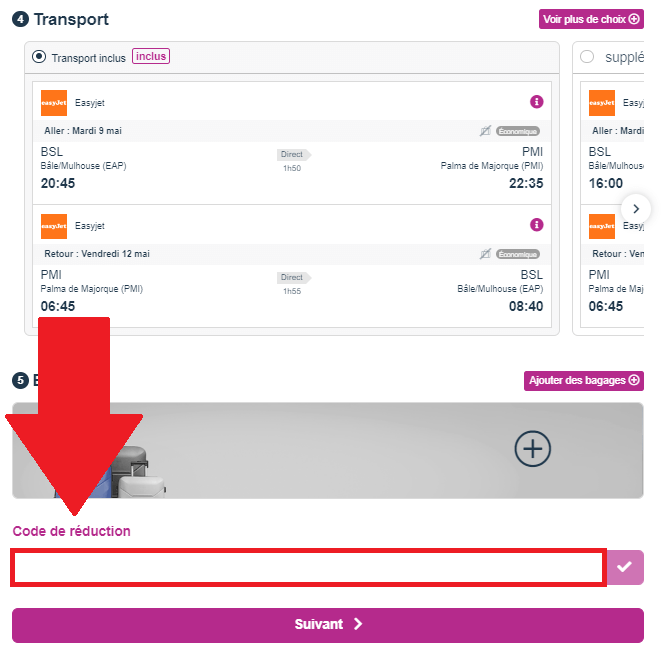 Encadré pour code promo Ôvoyages