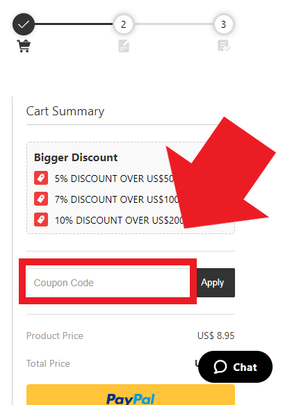 Emplacement pour codes promo Wholesale21
