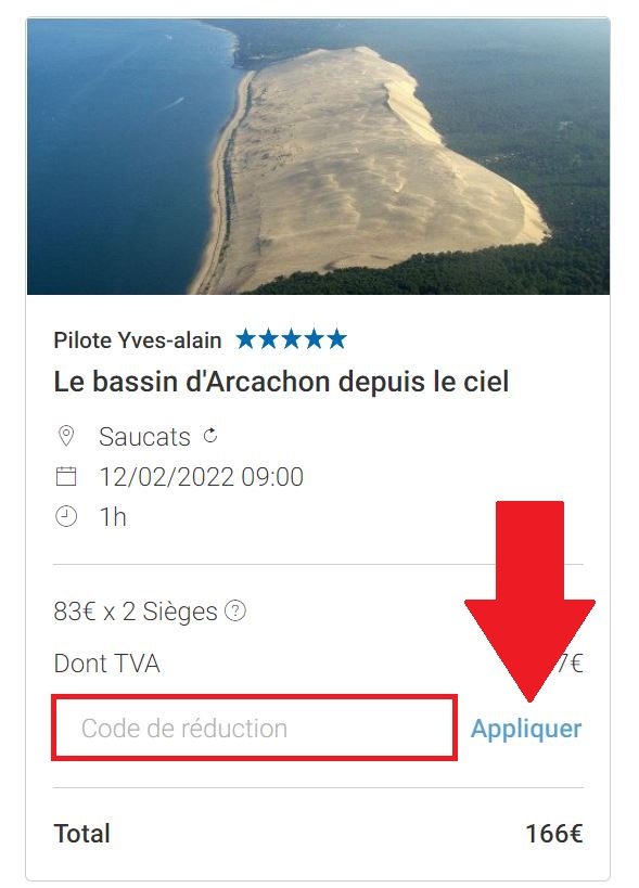 Emplacement pour codes promo Wingly