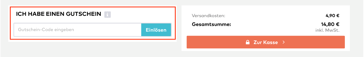 Eingabefeld für den Coffee Cicle Gutschein im Warenkorb