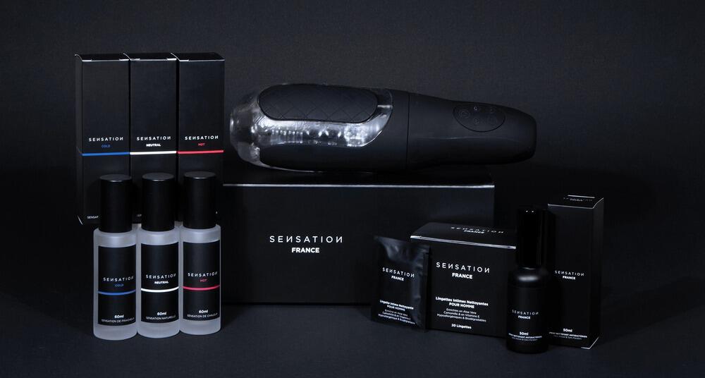 Coffret de sextoys Sensation Homme sur fond noir