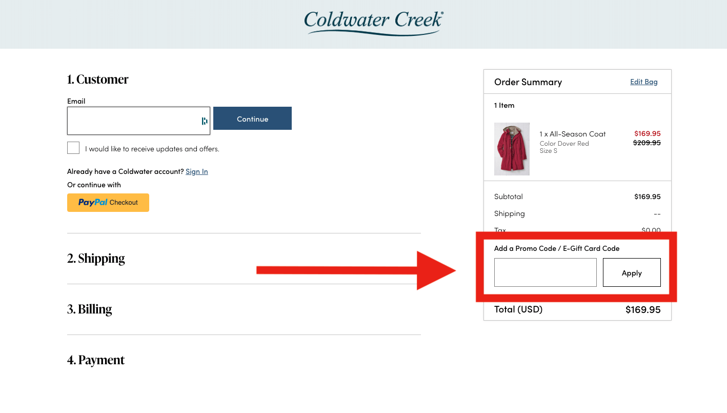 Coldwater Creek promo code