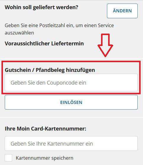 Combi Gutschein Eingabefeld