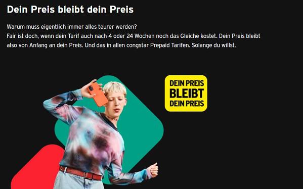 "Dein Preis bleibt dein Preis"-Banner von Congstar